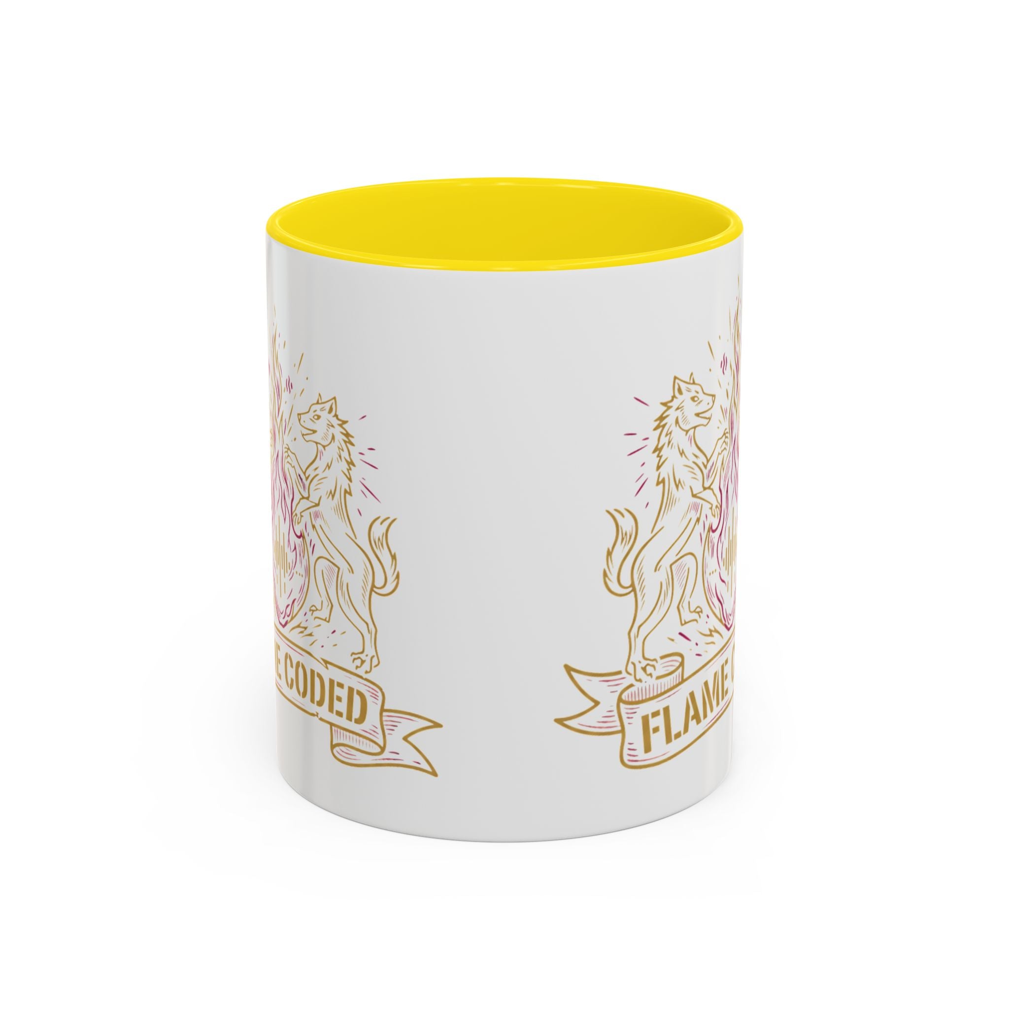 Flame Coded Accent Coffee Mug — Lion Crest Heatwave Design (11/15oz)