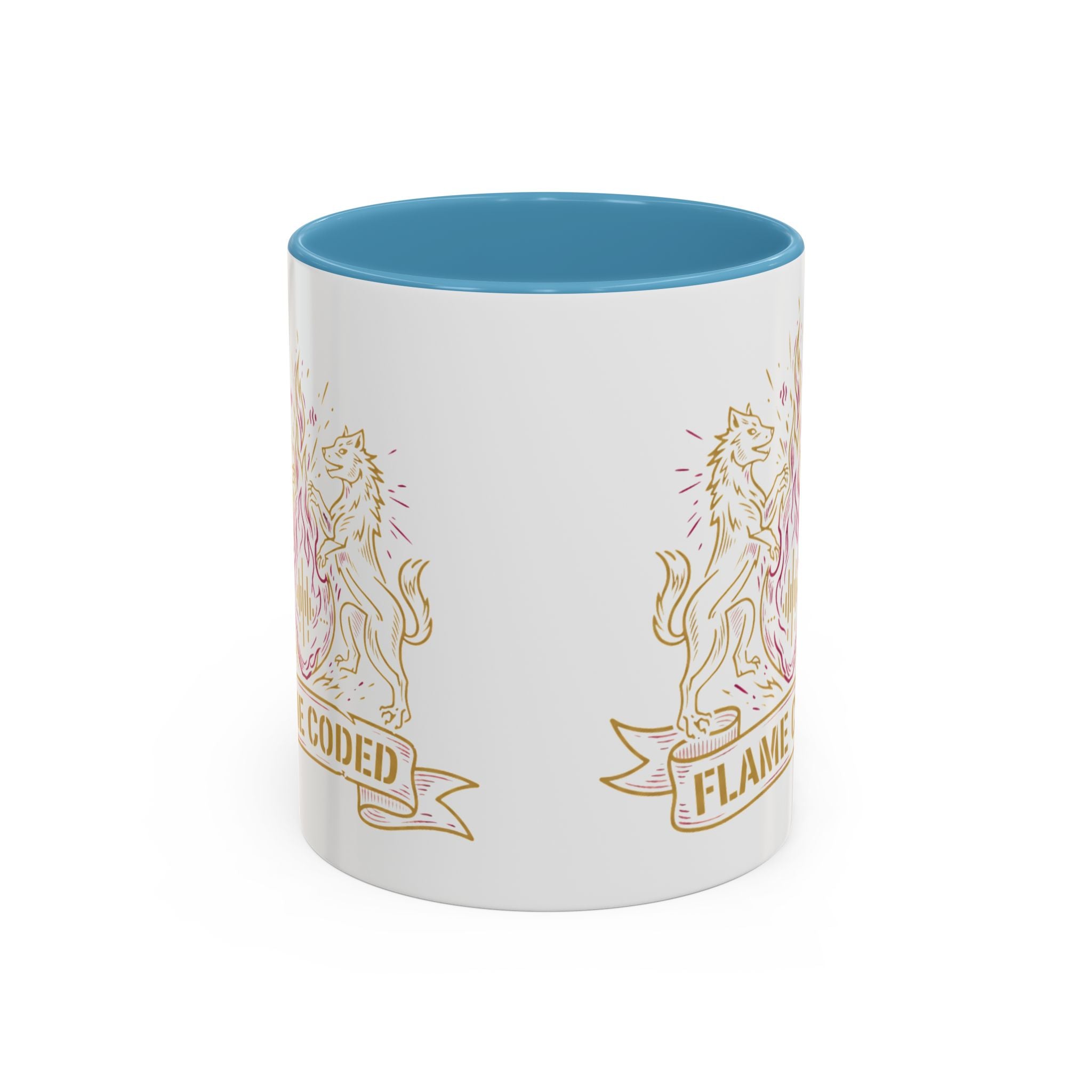Flame Coded Accent Coffee Mug — Lion Crest Heatwave Design (11/15oz)