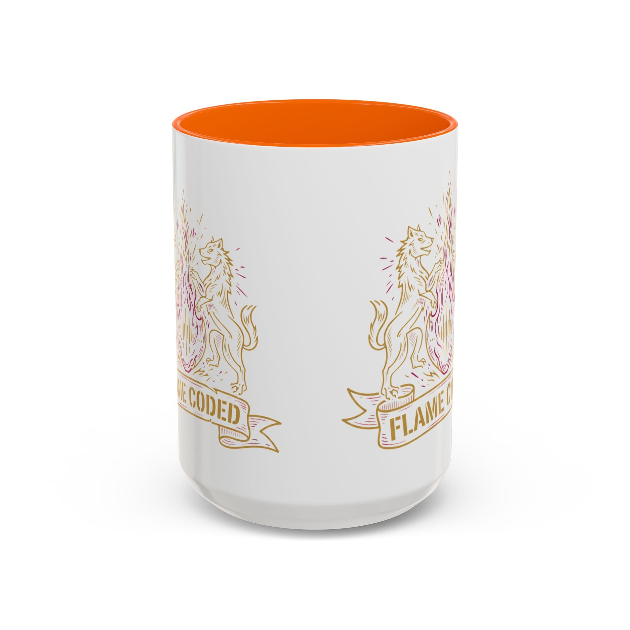 Flame Coded Accent Coffee Mug — Lion Crest Heatwave Design (11/15oz)