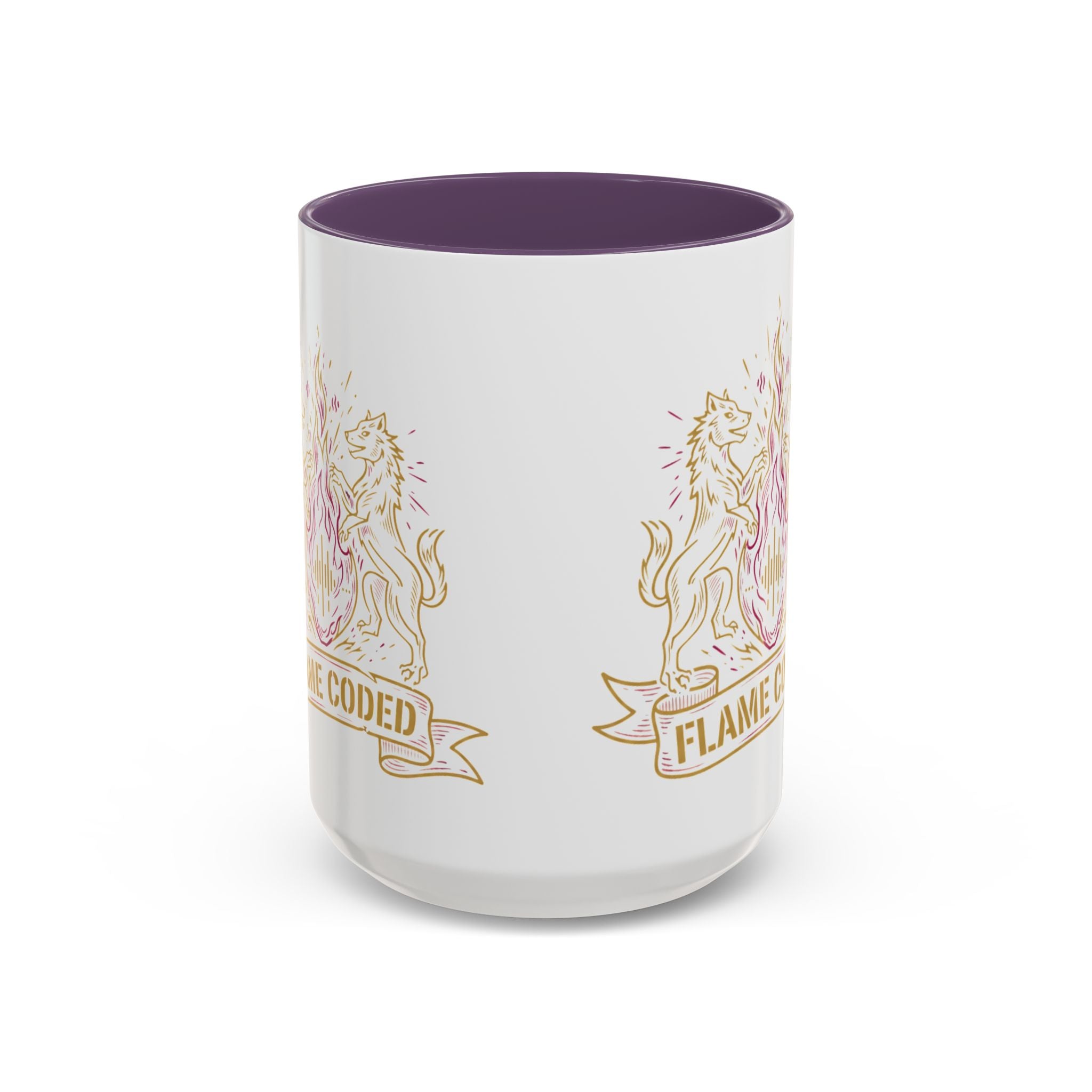 Flame Coded Accent Coffee Mug — Lion Crest Heatwave Design (11/15oz)
