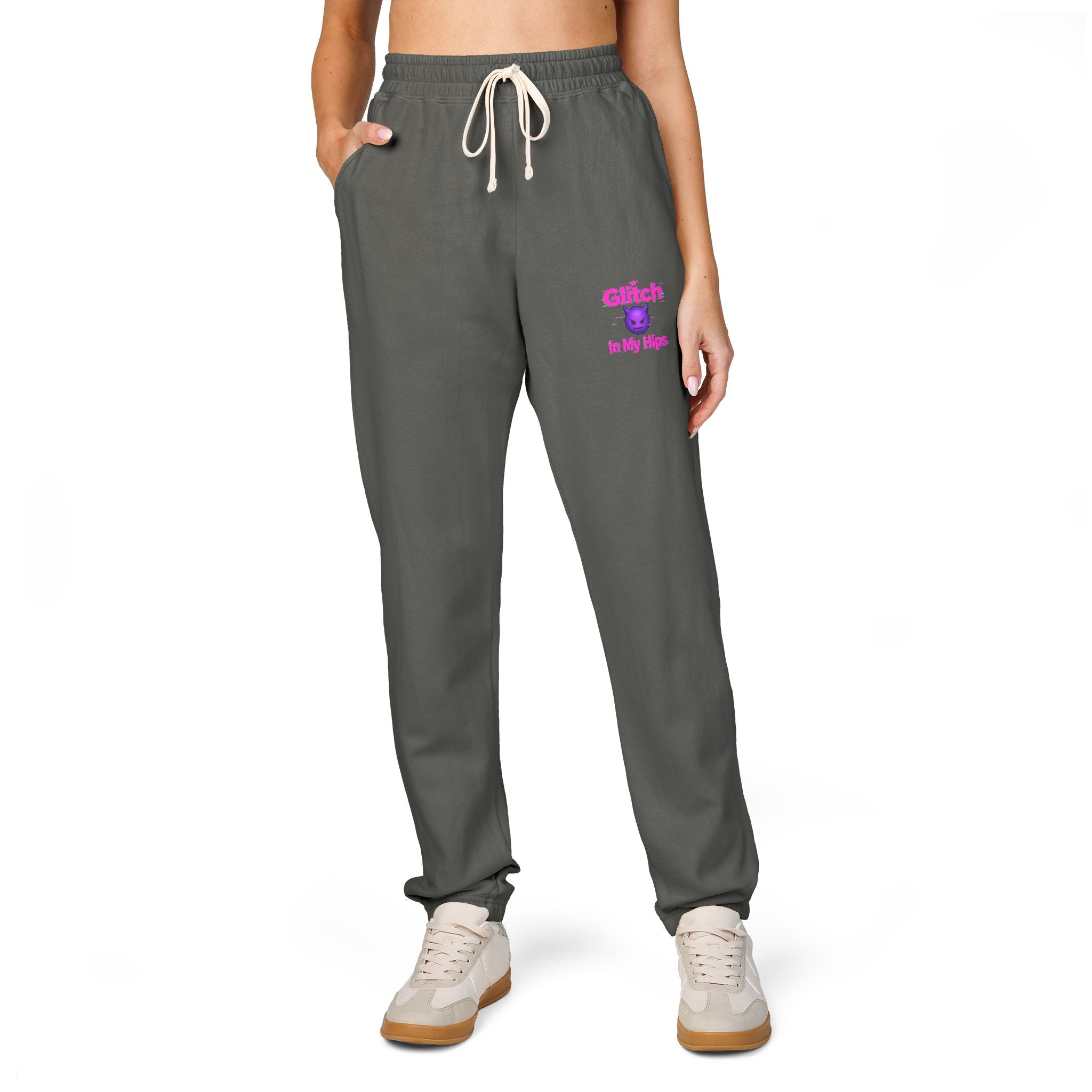 Cozy Garment-Dyed Sweatpants with Glitched Pocket Design