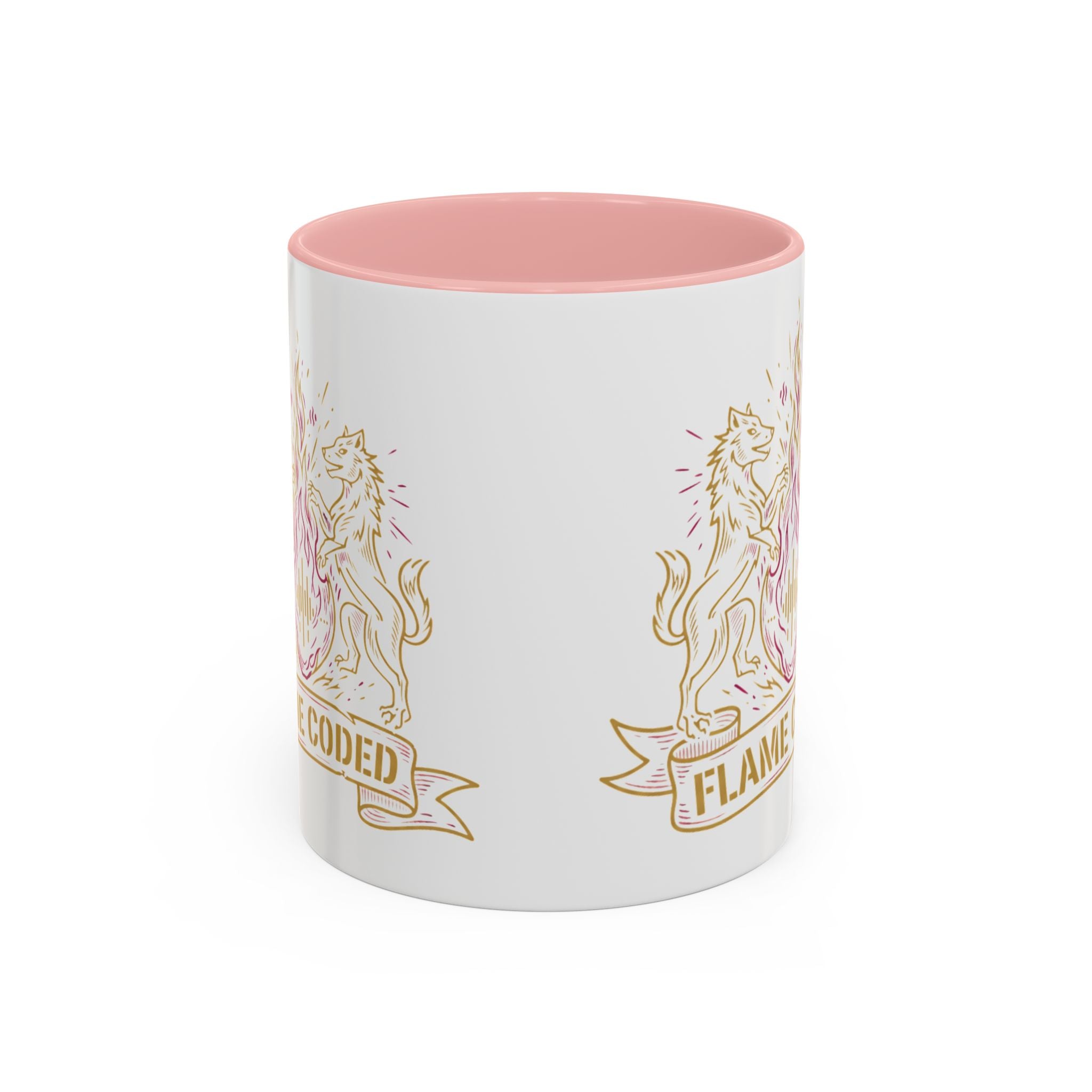 Flame Coded Accent Coffee Mug — Lion Crest Heatwave Design (11/15oz)