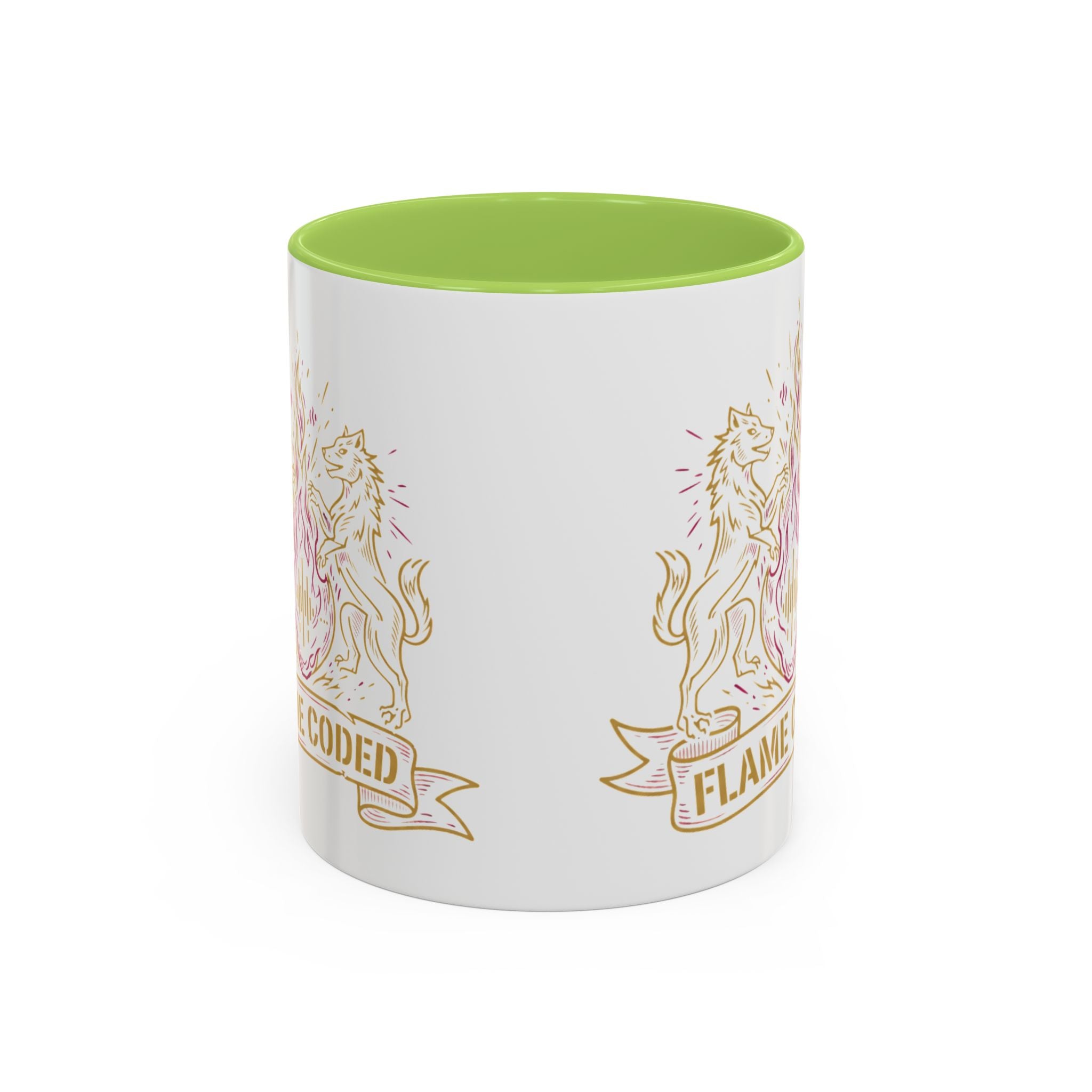 Flame Coded Accent Coffee Mug — Lion Crest Heatwave Design (11/15oz)