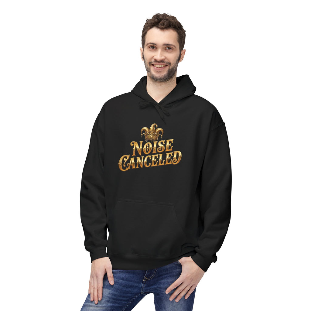 Hoodie — 'Noise Canceled' Gold Retro Graphic Pullover