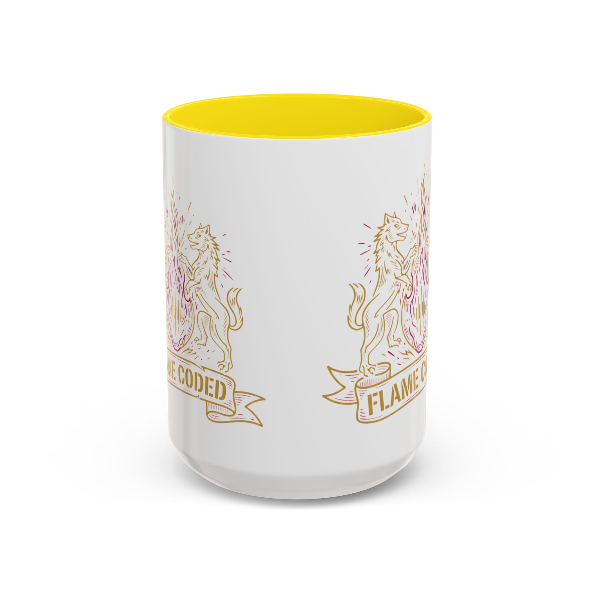Flame Coded Accent Coffee Mug — Lion Crest Heatwave Design (11/15oz)