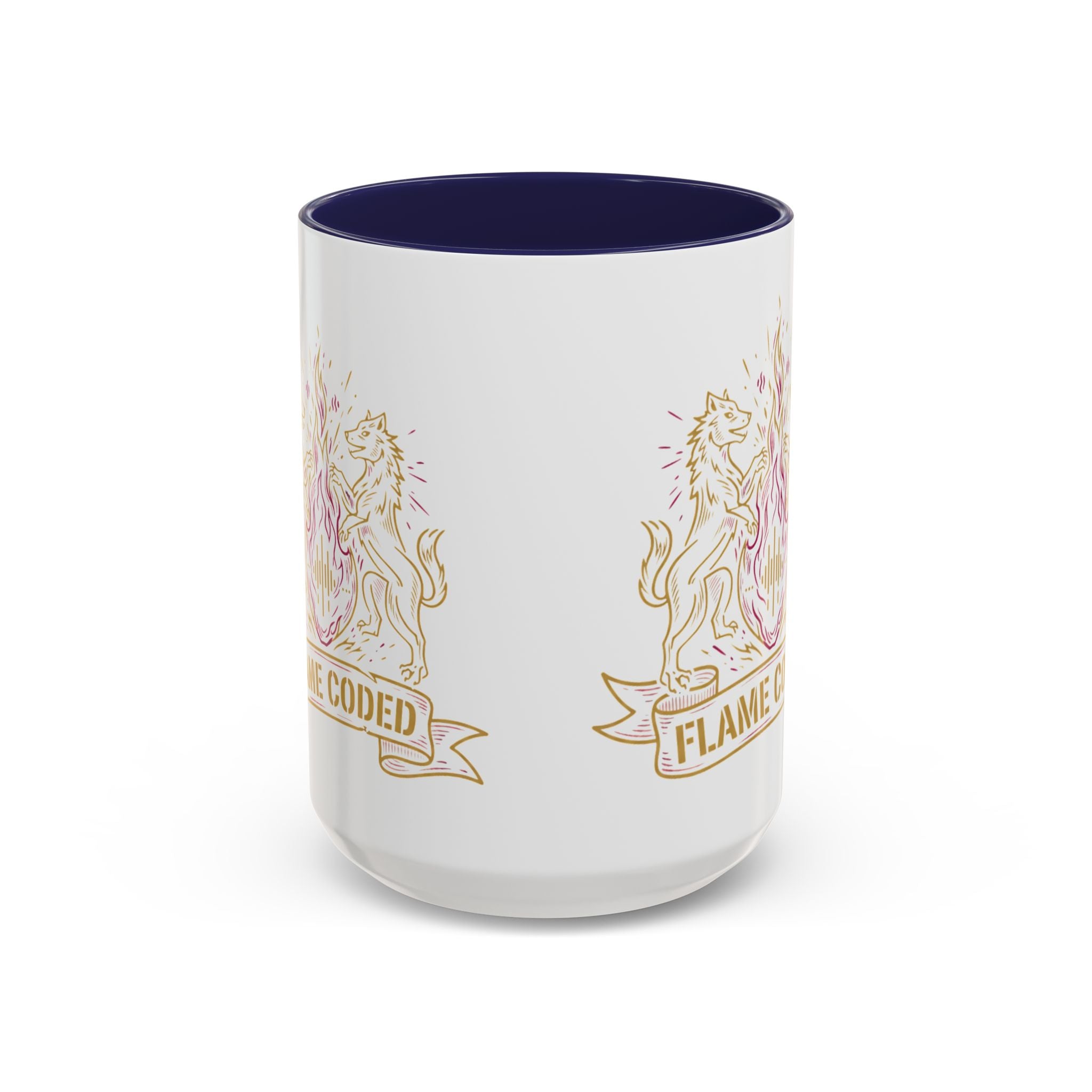 Flame Coded Accent Coffee Mug — Lion Crest Heatwave Design (11/15oz)