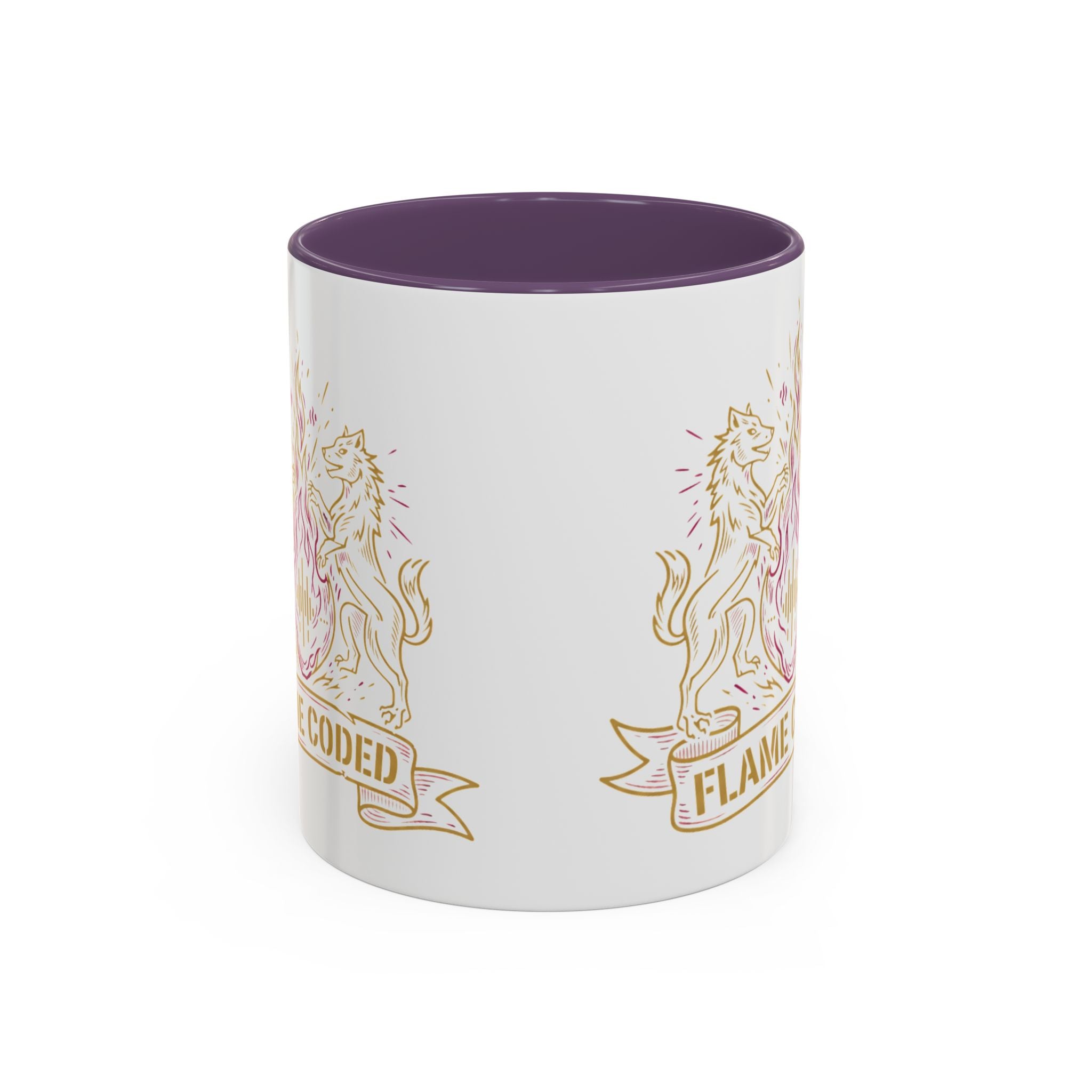 Flame Coded Accent Coffee Mug — Lion Crest Heatwave Design (11/15oz)