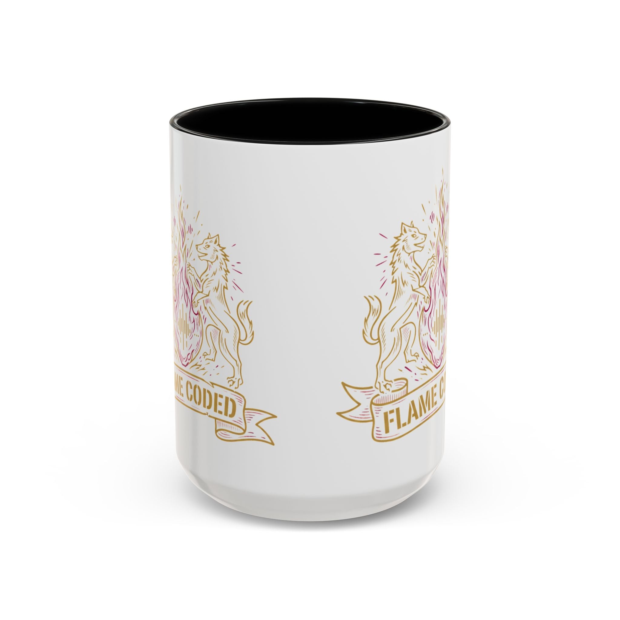 Flame Coded Accent Coffee Mug — Lion Crest Heatwave Design (11/15oz)