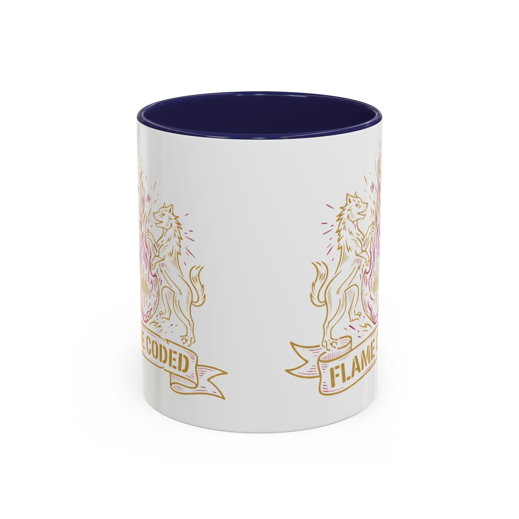 Flame Coded Accent Coffee Mug — Lion Crest Heatwave Design (11/15oz)