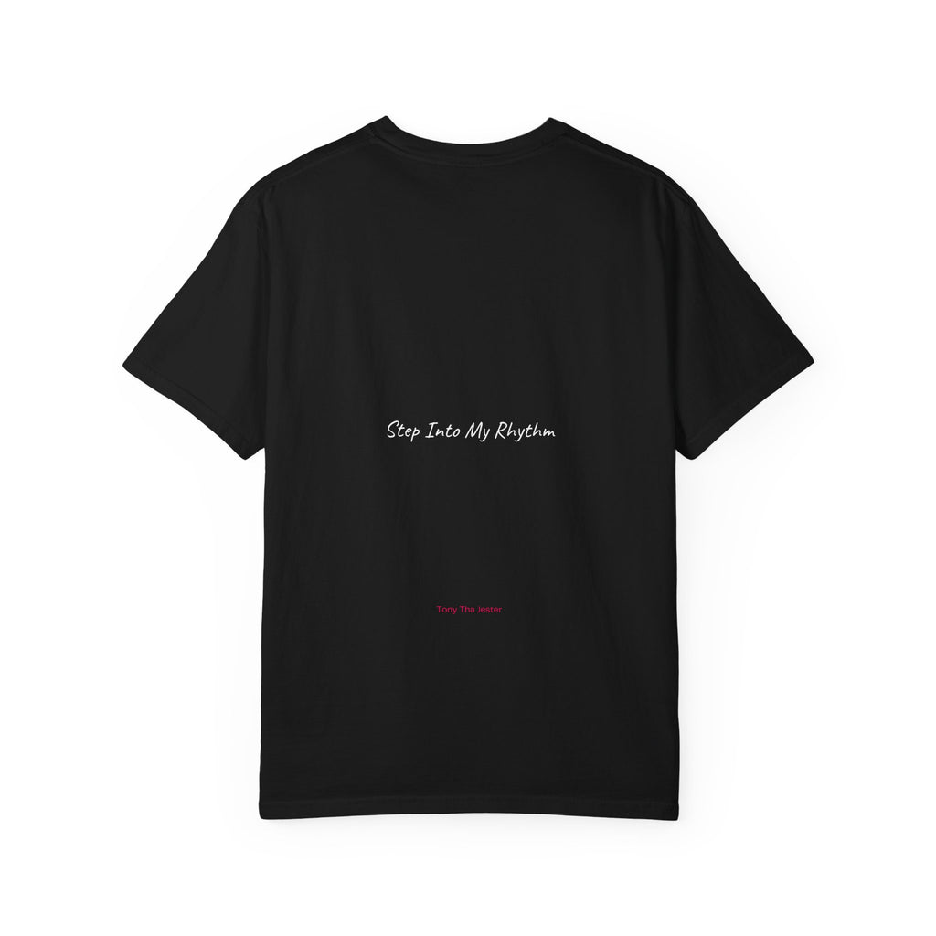 "Atrévete Tee — Bold Magenta Dare Graphic with Step Into My Rhythm Back Design | Tony Tha Jester"
