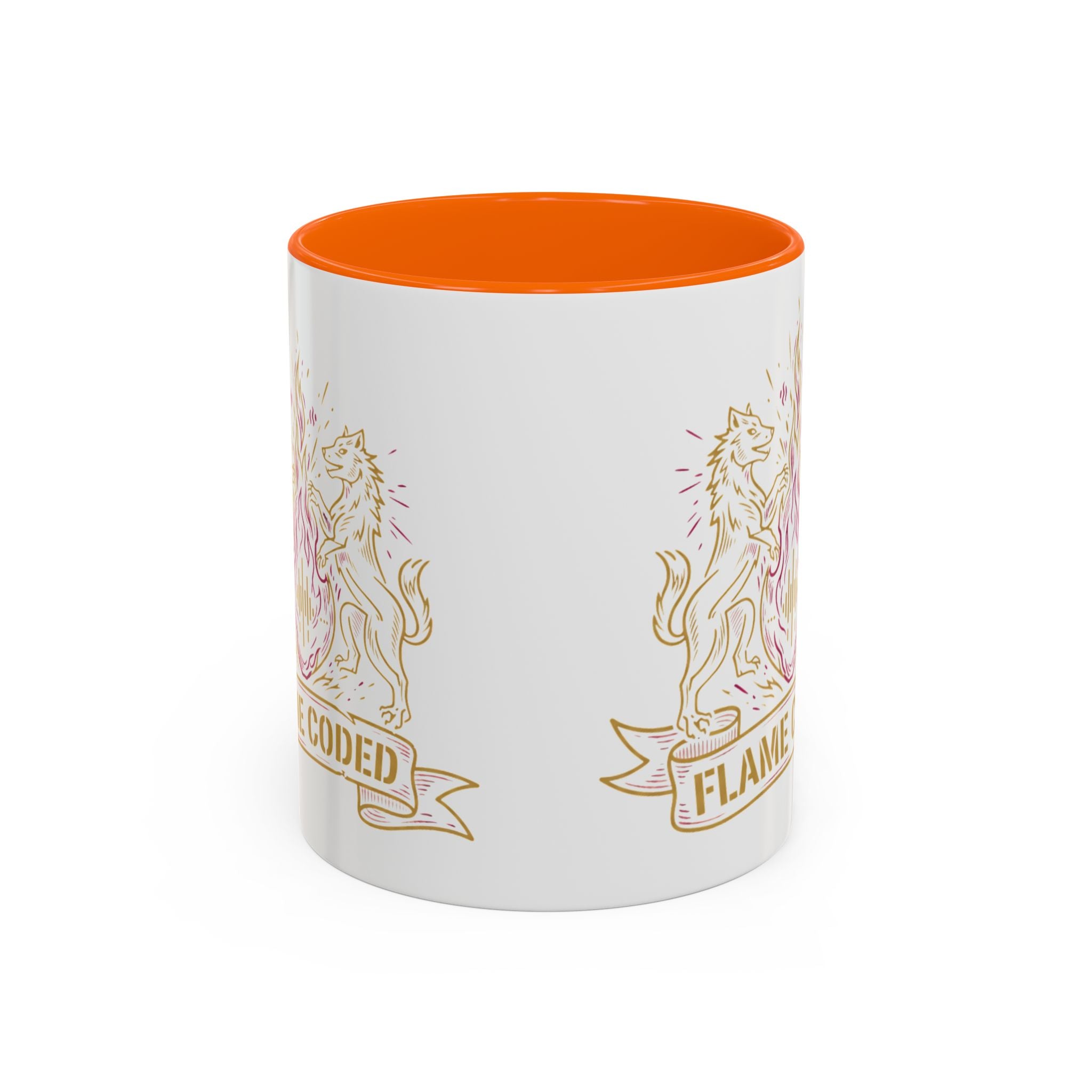 Flame Coded Accent Coffee Mug — Lion Crest Heatwave Design (11/15oz)