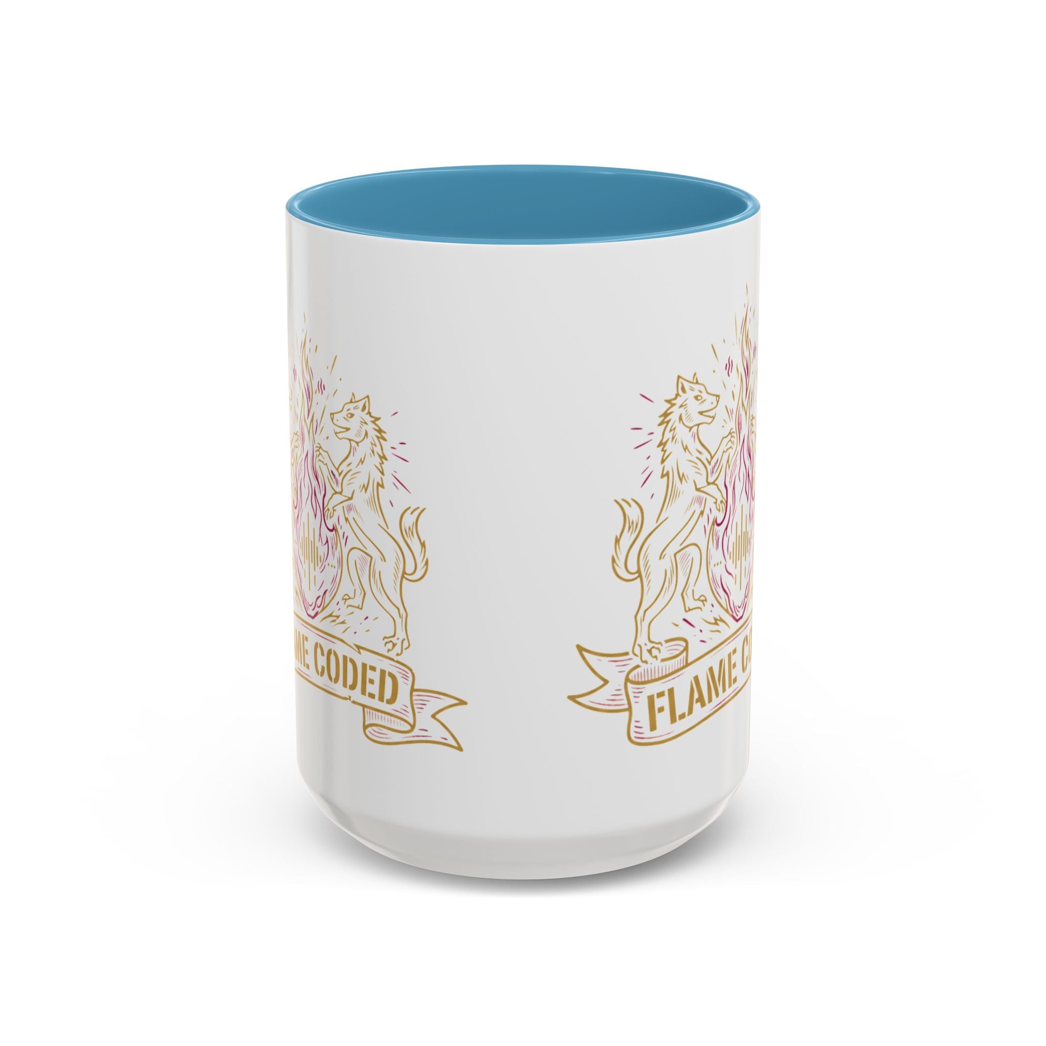 Flame Coded Accent Coffee Mug — Lion Crest Heatwave Design (11/15oz)