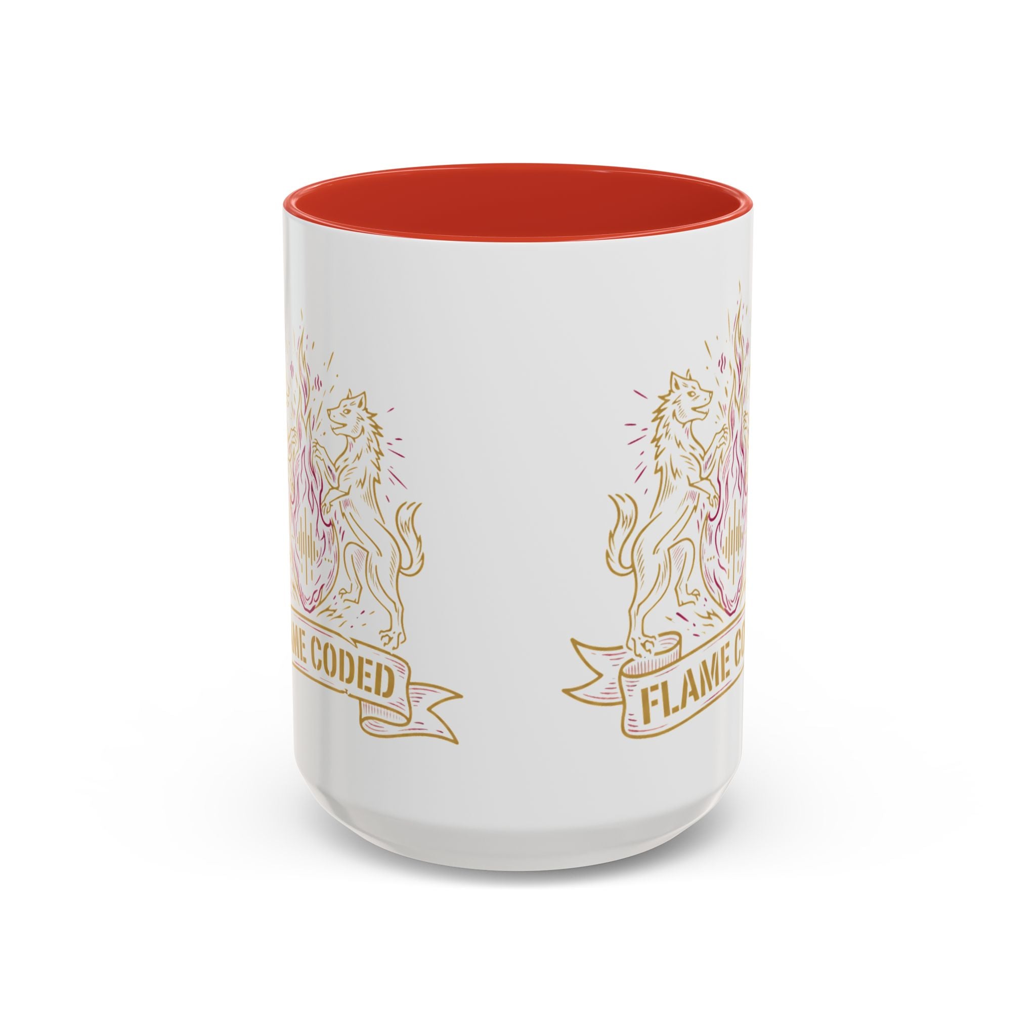 Flame Coded Accent Coffee Mug — Lion Crest Heatwave Design (11/15oz)