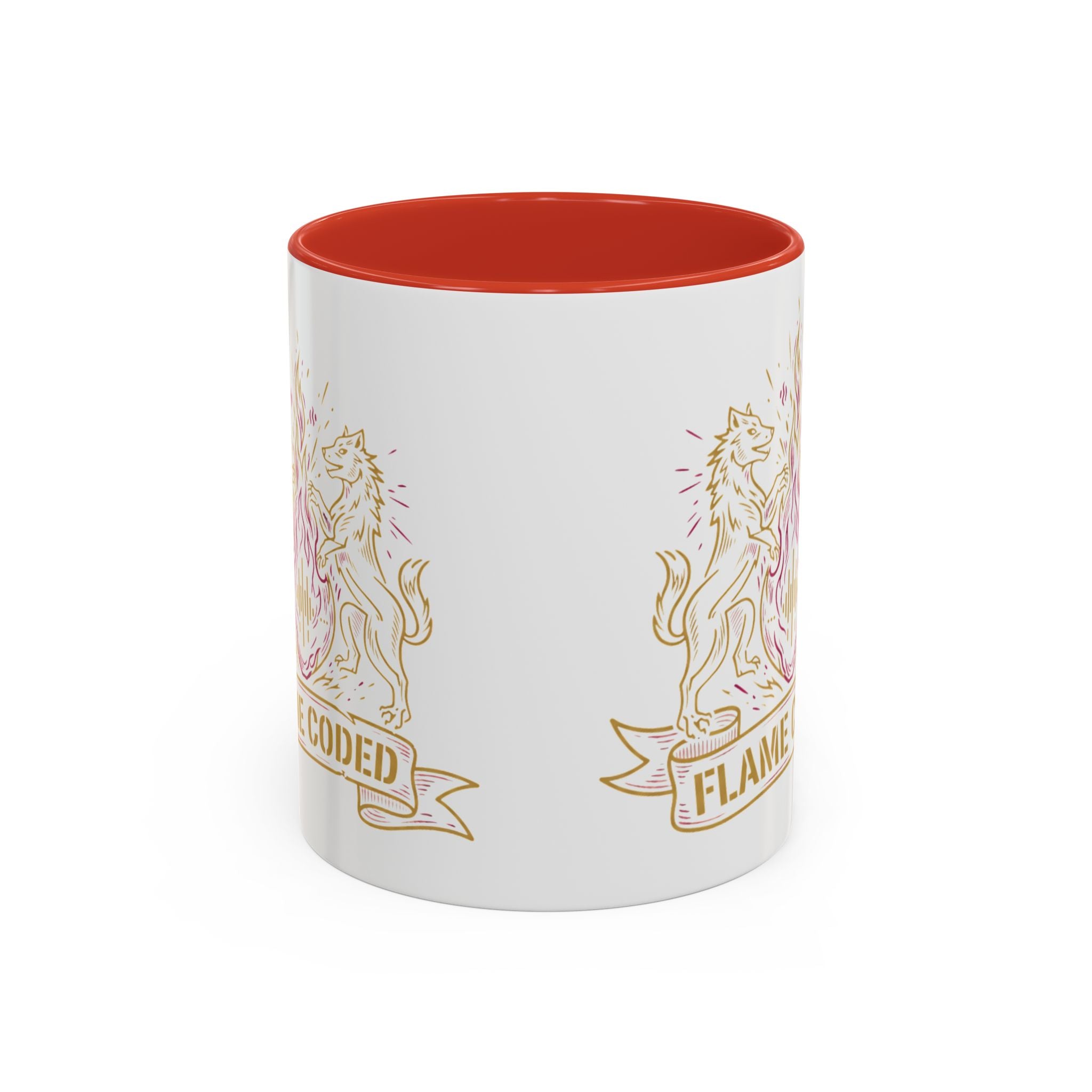 Flame Coded Accent Coffee Mug — Lion Crest Heatwave Design (11/15oz)